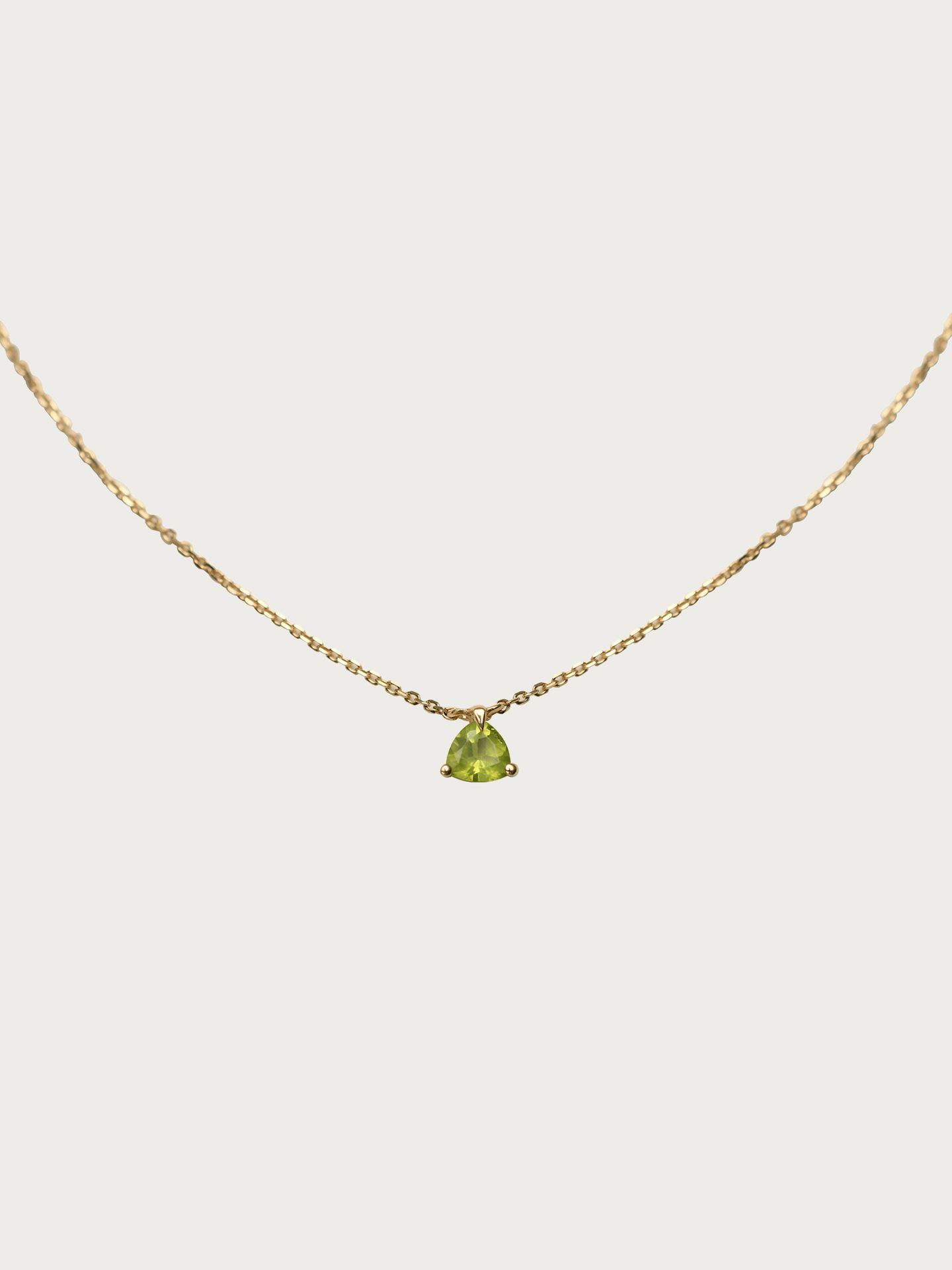 Elegant Olive Green Zircon  14K Gold-Plated S925 Silver Clavicle Necklace for Women Gold 45cm Adjustable