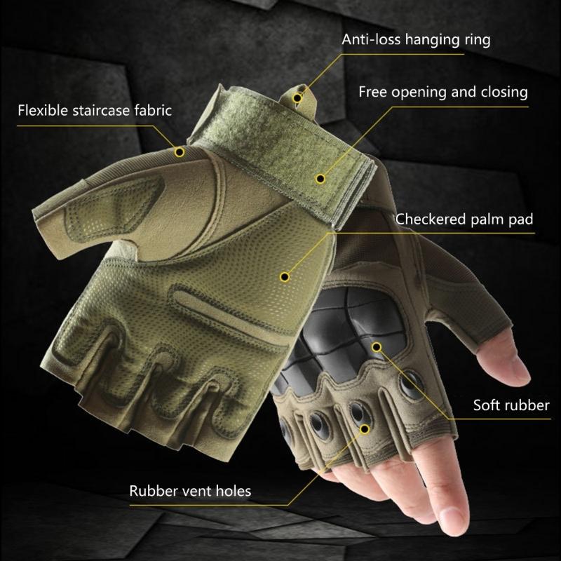 Nonslip Cycling Gloves Training Gloves Reinforced Finger Joint AntiVibration Padding Half Finger Gloves for Biking