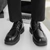Derby Shoes Square Head Leather Shoes Men's Shoes Spring New Low-top Small Leather Shoes Youth Casual Shoes Shoes Big Head Leather Shoes