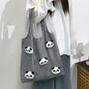 Vacation Canvas Shopping Bag Panda Doll Office Worker Handbag Casual Plaid Shoulder Bags  Outdoor
