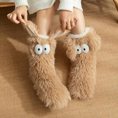 Fuzzy Socks for Women Slipper Socks Cute Animal Indoor Non-slip Floor Socks Trendy NEW Winter Warm Thickened Stockings