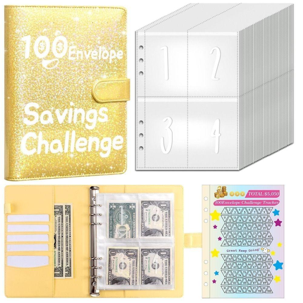 

A5 Экономия Вызов Переплет PU Деньги Экономия Блокнот Экономия Скидка Книга Складные Листы Дети жёлтый