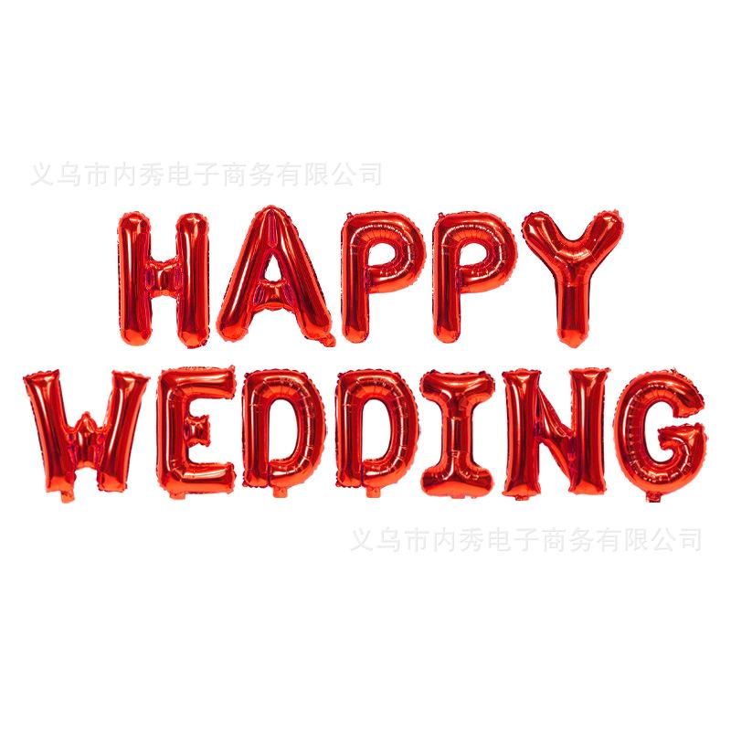 

16 Inch Happy Wedding Alphabet Balloon Gold Silver Rose Gold Wedding Arrangement Decorative Balloon Set 16 inch red HAPPY WEDDING