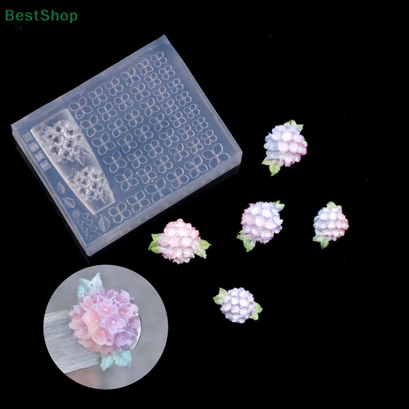 3D Silicone Nail Art Carving Mold Hydrangea Design Nail Art Decor Transparent Manicure Template
