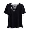 T-shirt Women Versatile Summer Casual Large Size Loose V Neck Pullover Short-sleeved Tops
