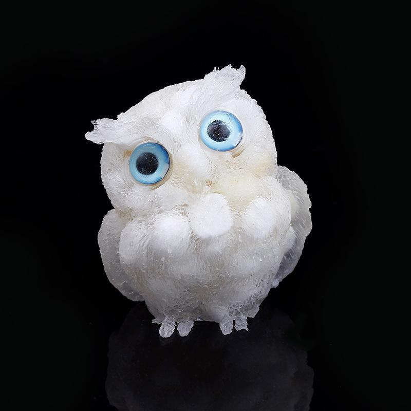 1PCS Natural Crystal Stone Gravel Owl Animal Crafts Hand Made Small Figurines DIY Resin Table Decor Home Decor Collect Gifts