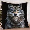 Black Lone Wolf Animal Pattern Art Blanket - Soft Cozy All-Season Warm Nap Throw for Bed, Sofa & Travel