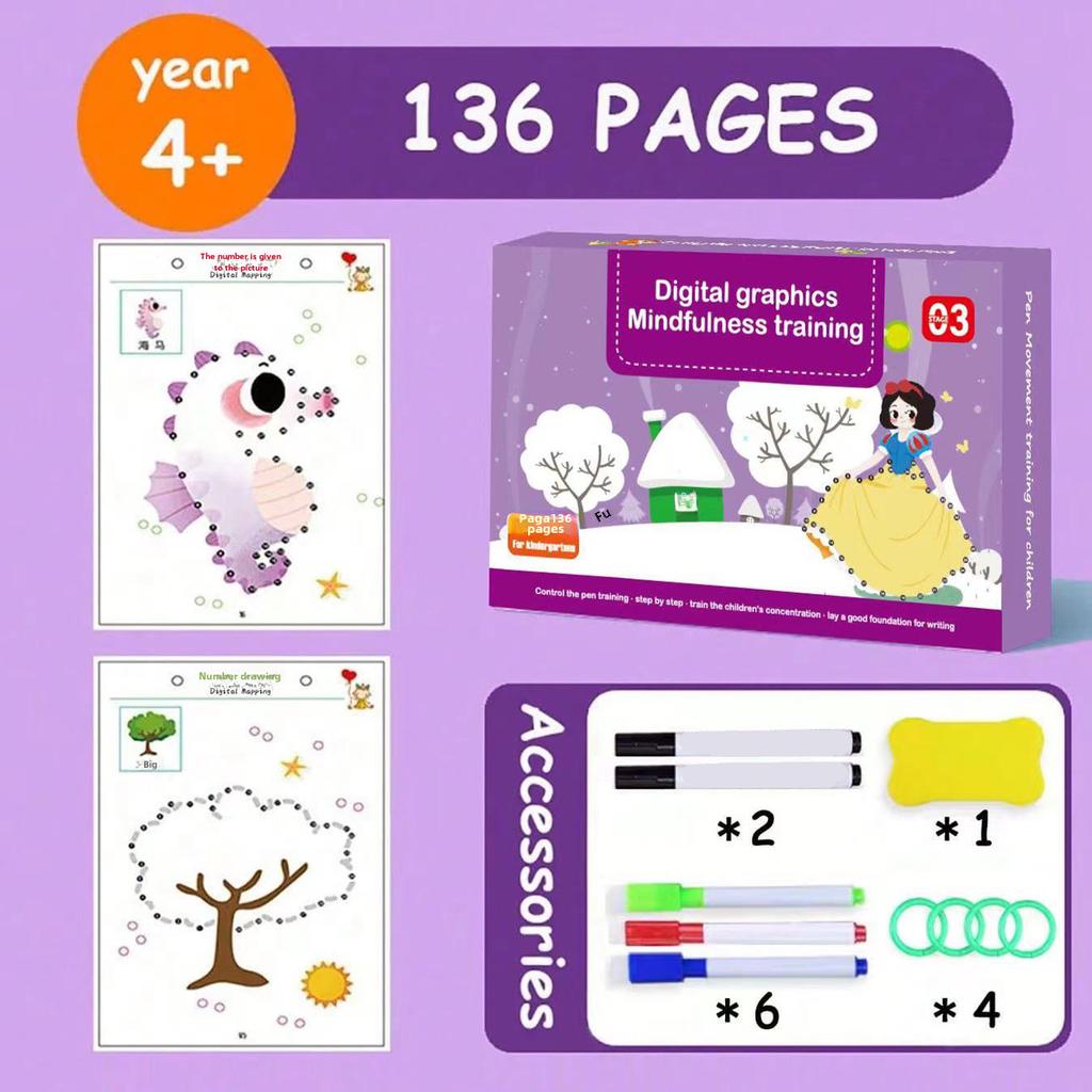Children's Erasable Control Pen Training Notebook for Early Education