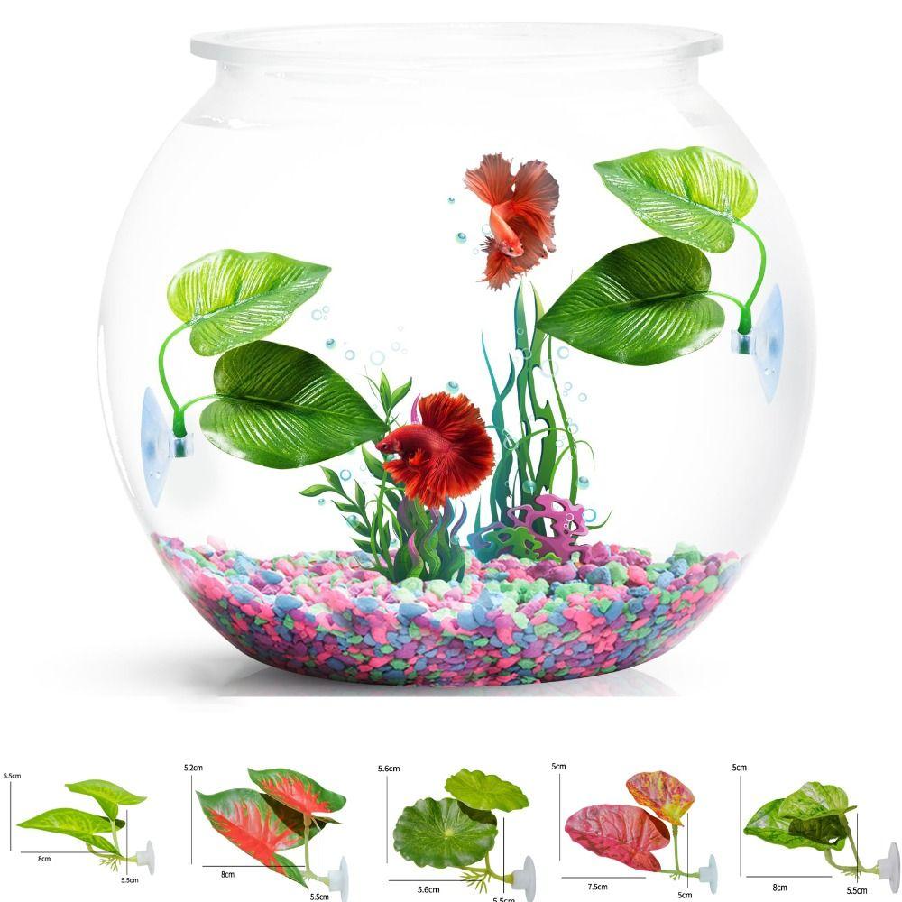 Plastic Betta Fish Leaf Pad Suction Cup Reptile Basking Area Practical Fish Hiding Habitat  Reptile