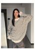 Unisex Retro Striped Oversized Pullover Sweater