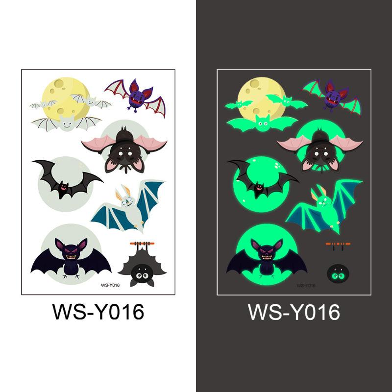 New Halloween Children's Night Light Tattoo Stickers Cartoon Cross Border Bat Party Festival Green 3D