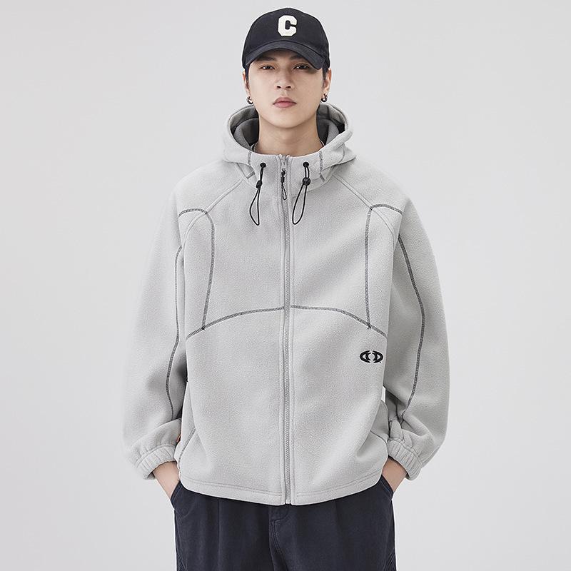 Men's Autumn Fleece Hooded Jacket - Warm, Loose, Casual Outdoor Wear