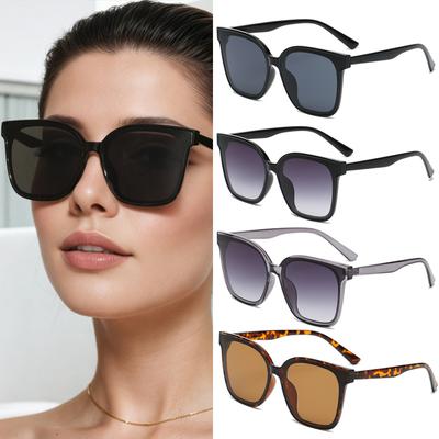 4pcs Large Cat Eye Sunglasses Women Retro Gradient Square Lens Oversize Vintage UV400 Cycling Shades Eyewear