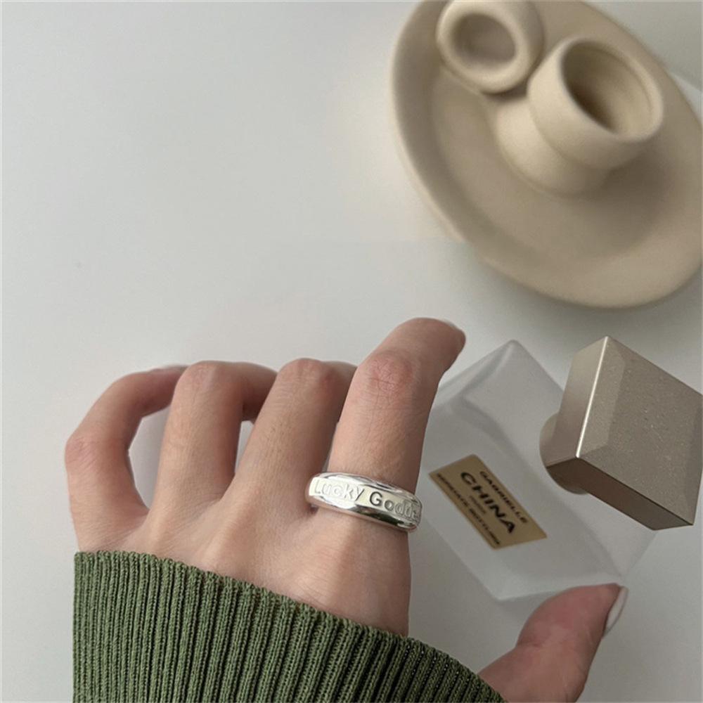 Korean Version of Lucky God English Letter Ring Does Not Fade Drip Glaze Index Finger Ring Ring