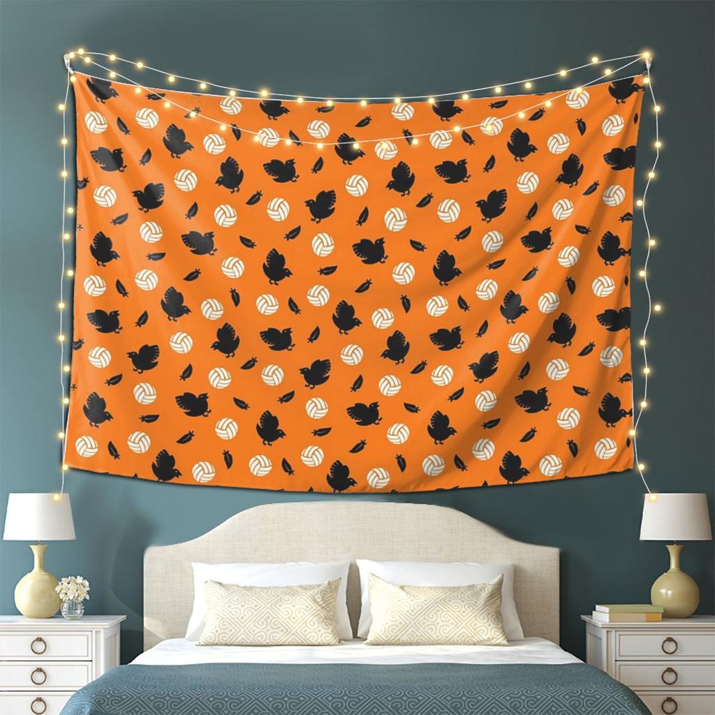 Haikyuu Karasuno Volley Crows Tapestry Wall Hanging Aesthetic Home Decor Tapestries for Living Room Bedroom