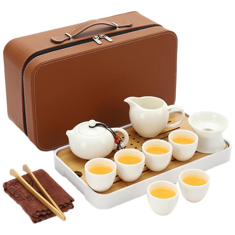 Woding Mutton-Fat Jade White Porcelain Travel Gongfu Tea Set