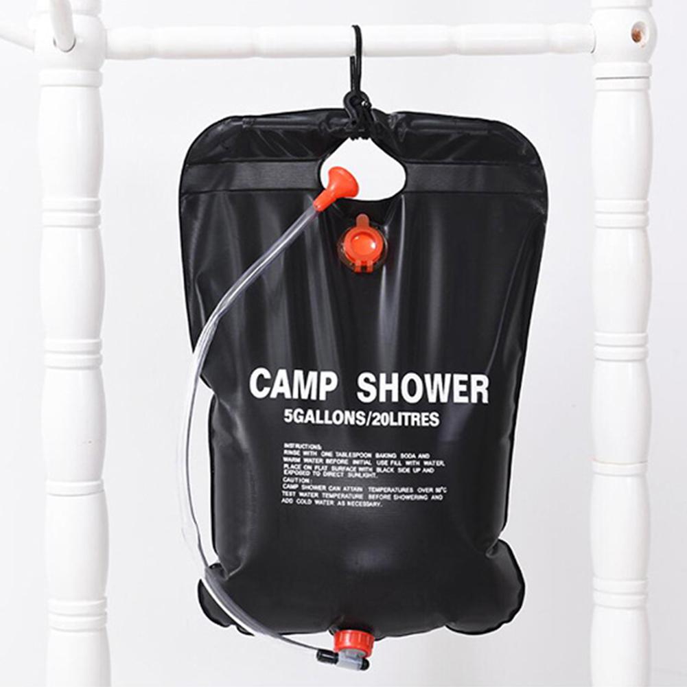 Solar Heated Shower Bag Camping Shower Bag Portable Sun Shower Bag with Hose Solar Heating Bag PVC for Hiking Climbing