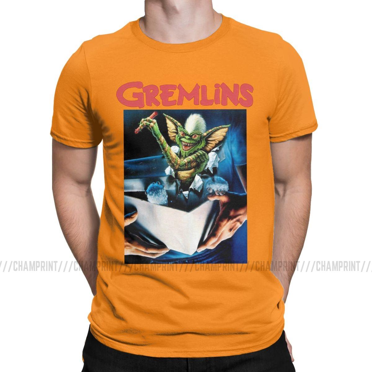 Gremlins Men S T Shirts Gizmo Monster Gremlin 80S Horror Christmas Movie Awesome Tees Round Neck 2XL