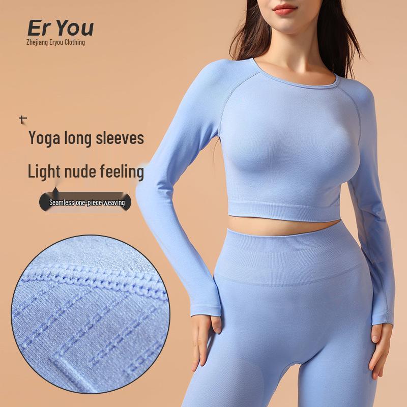 

European & American Long Sleeve Quick-Dry Slimming Yoga & Running Top Medium