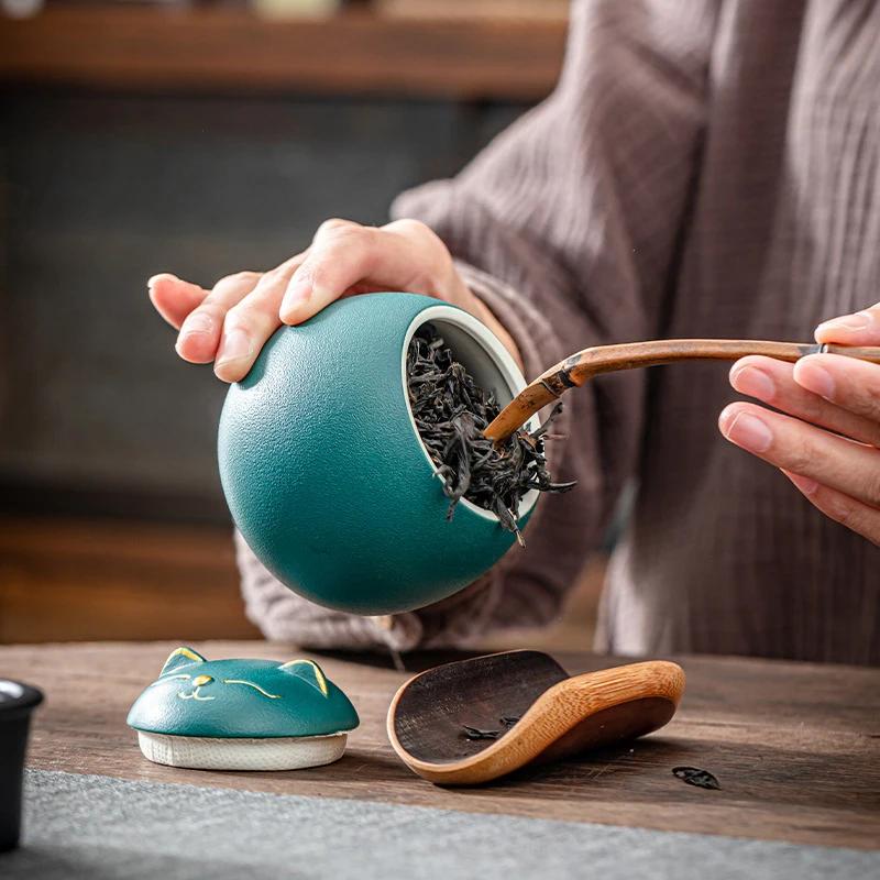 Keramická nádoba na čaj Kávová zrna Espresso příslušenství Kávové nádobí Vzor kočky Kořenky Bonboniéra s víčkem pro Domov Kuchyň