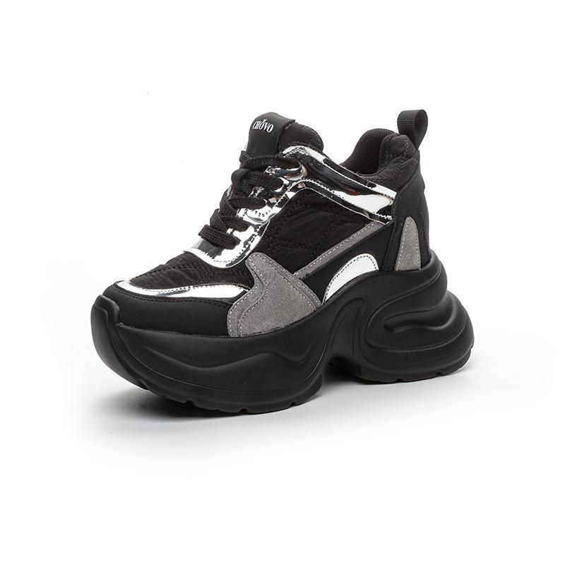 

Fujin 8 см воздушная сетка синтетическая кожа женская повседневная вулканизированная обувь на платформе танкетке летняя обувь для скейтбординга высокие каблуки бренда 40 чёрный