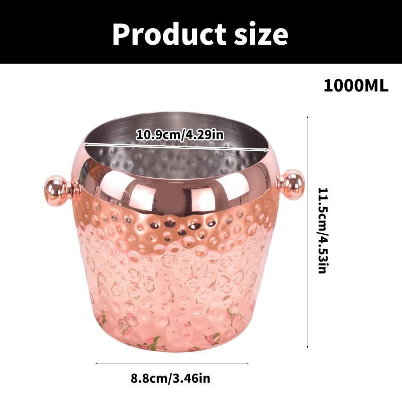 Wide Mouth Wine Bucket Beverage Tub Hammer Pattern Stainsless Steels Ice Buckets Drinkware for Parities, Gathering