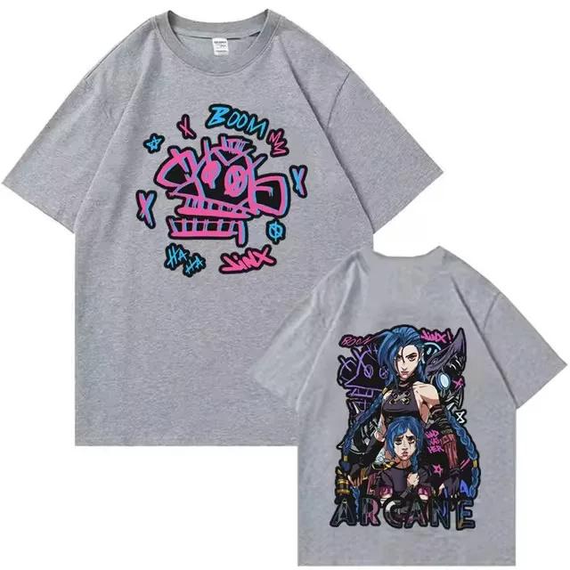 

Jinx Arcane Pure Cotton EU size t shirt manga Japanese harajuku men Tee streetwear comic unisex clothes 4XL