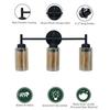 Black Wall Sconce,Modern Bathroom Wall Light Fixtures 3-Light Bathrooms Vanity Light, Bathroom Lights Over Mirror, Farmhouse Glass (Amber)