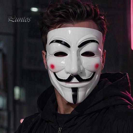 Unique Halloween Accessory Man Face Mask, Adjustable Elastic Strap Costume Full Stylish Festival Mask Anonymous Guy for Hip Hop Dance Parties Cosplay