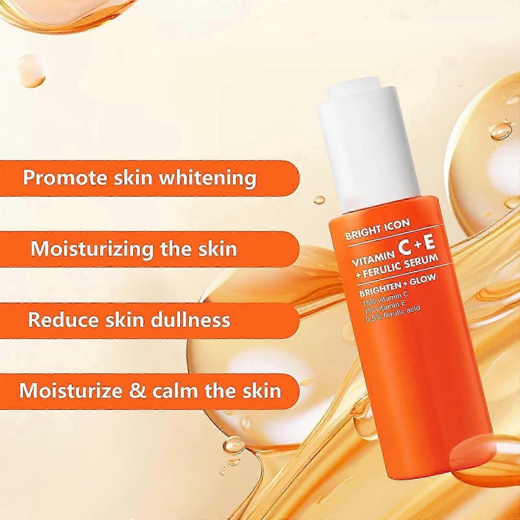 SKIN Bright Icon Siero Viso Illuminante e Lenitivo con Vitamina C + E + Acido Ferulico, Aiuta a Uniformare il Tono della Pelle, Vegano e Cruelty-Free