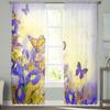 Iris Flower Butterfly Window Treatment Tulle Modern Sheer Curtains for Kitchen Living Room the Bedroom Curtains Decoration