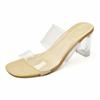 Cool Slippers Women's Thick Heel Summer High Heel Transparent One-word Slippers Crystal and Half Drag Cool Slippers