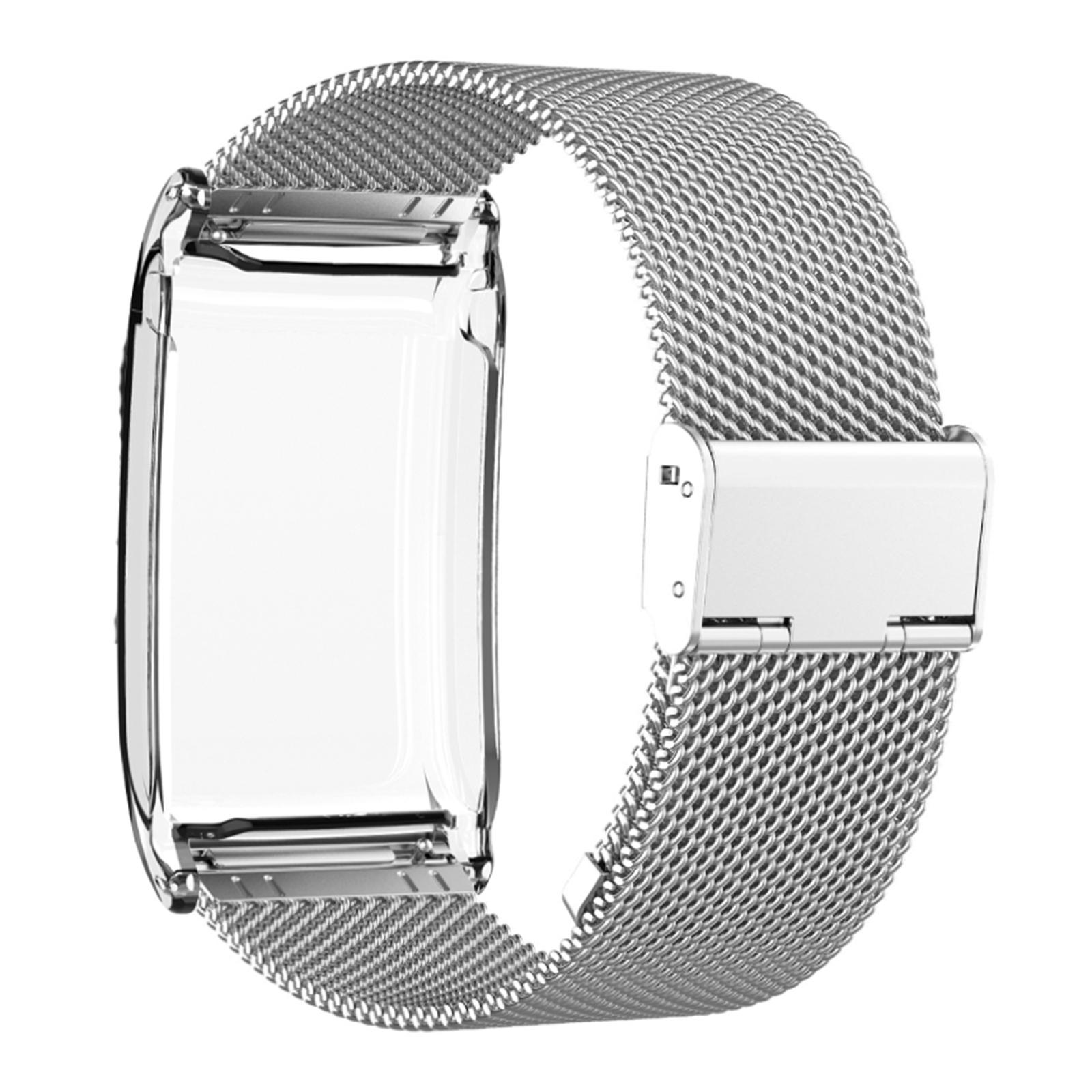 

For WHOOP 4.0 Watch Band with Clear Case Clasp Milanese Mesh Metal Strap Replacement Silver+Transparent