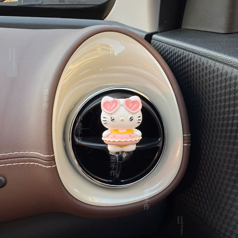 Ins-Style Cute Cartoon Kt Cat Car Air Vent Ornament Car Diffuser Stone Gypsum Decoration Car Interior Accessories for Women