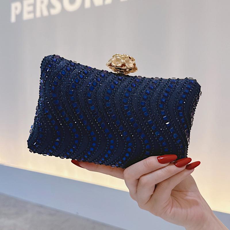 sapphire blue pillow dinner bag versatile luxury temperament clutch bag retro hot diamond banquet women s bag