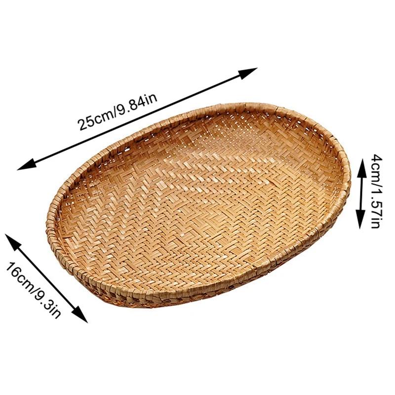 

Oval Rattan Woven Storage Basket Bread Fruit Food Storage Tray Handmade Vegetable Display Rattan Basket Kitchen Storage