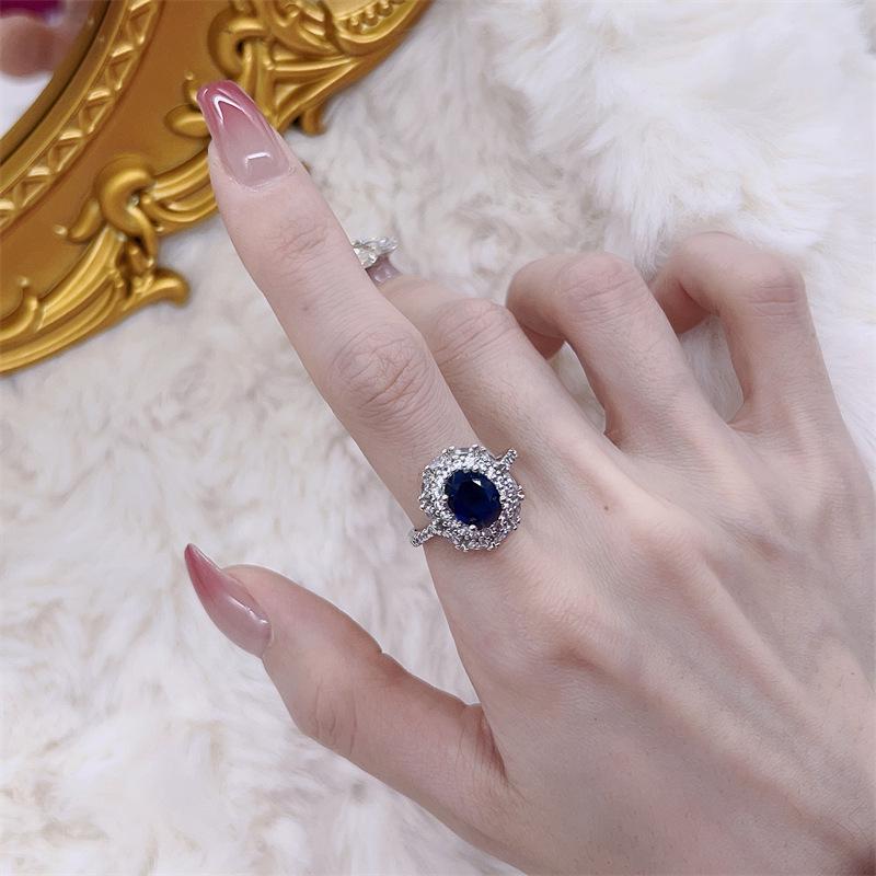 Adjustable Sapphire & Zirconia Diamond Ring - Versatile Luxury Jewelry for Women Open Adjustable