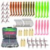 T Tail Fishing Lures Kit with Tackle Box Fishing Swivels Hooks Fishing Lure Accessories Set Soft Fishing Lure for Fishing Tackle