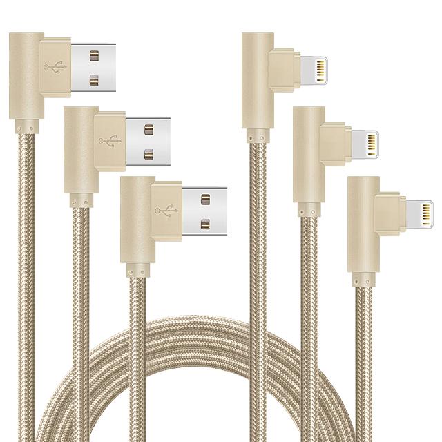 90 Degree USB Lightning Cable Cord Game Wire for 14 13 12 11 X XS XR XS Max 8 7 SE Ipad Fast Charging 3m