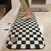 Kitchen Carpet Pvc Waterproof Leather Floor Mat Anti-slip Long Foot Mats Black Plaid Checkerboard Carpets Home Decoration Rug