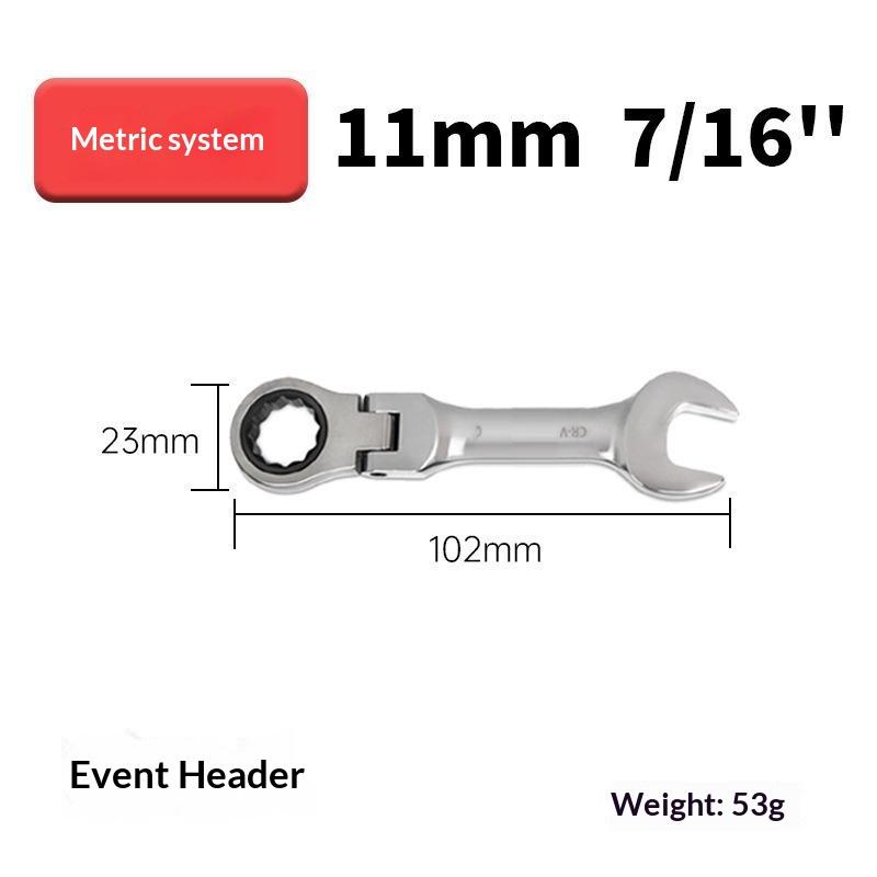 Short Handle Ratchet Wrench Cr V Steel Metric Flexible Open Ring Spanner Labor Saving Hand Tool For Auto Mechanical Repair