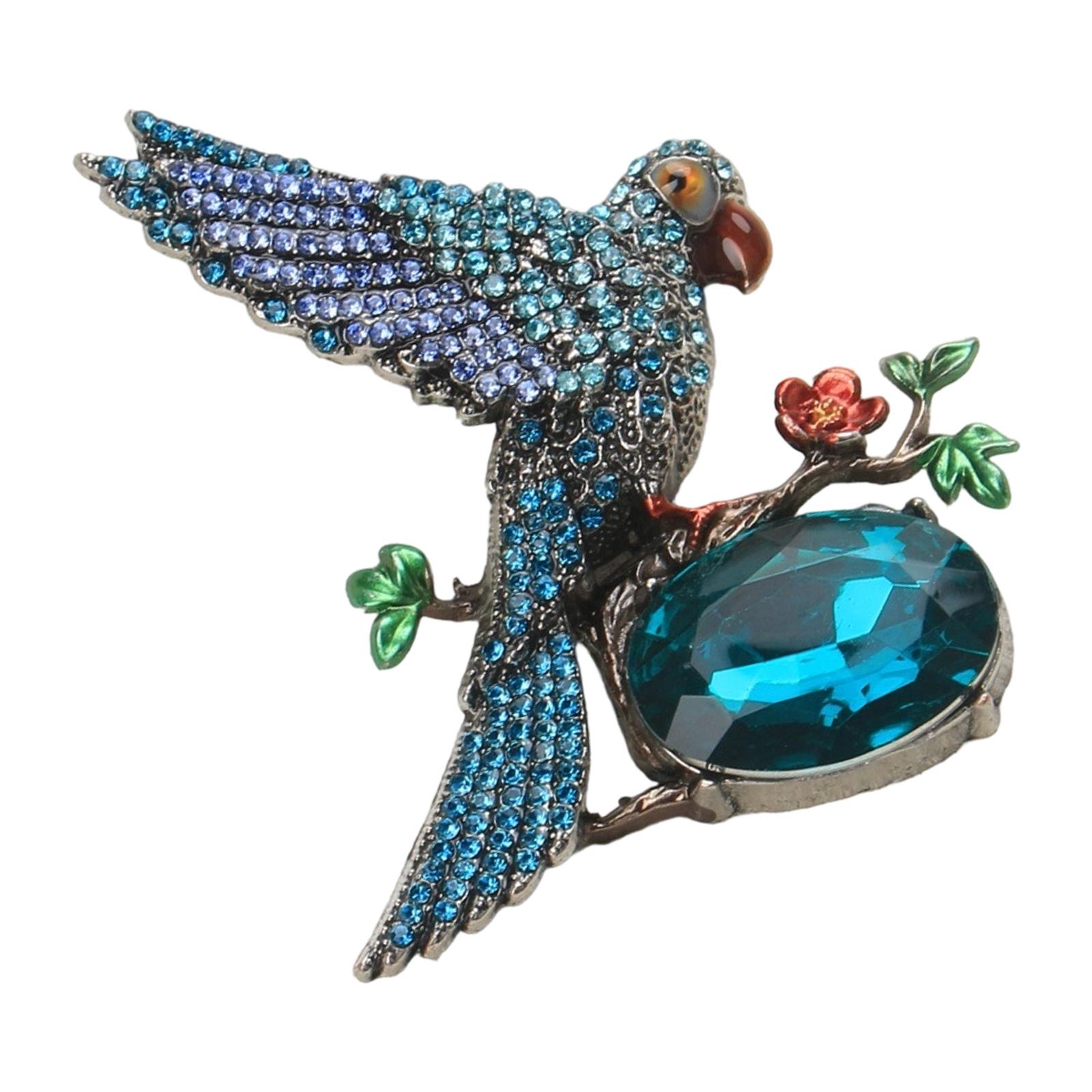 

Exquisite Crystal Spread Wing Parakeet Brooch Vintage Design Animal Shaped Fashion Accessory Gift for Women Men королевский синий