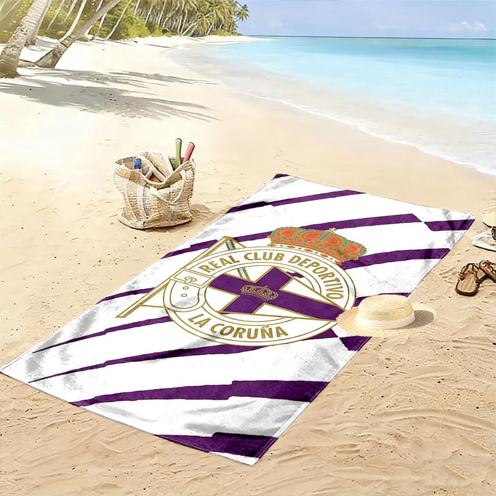 Regal Crest with Stripes Print Beach Towel, Quick Drying, Suitable for Travel, Outdoor Sports, Jogging, the Beach and Swimming, Gift