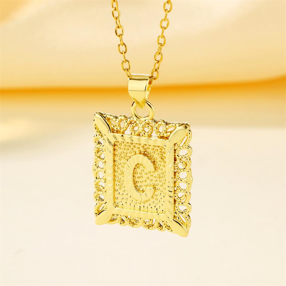 26-Letter Stainless Steel Necklace with Copper Pendant - European & American Fashion for Men