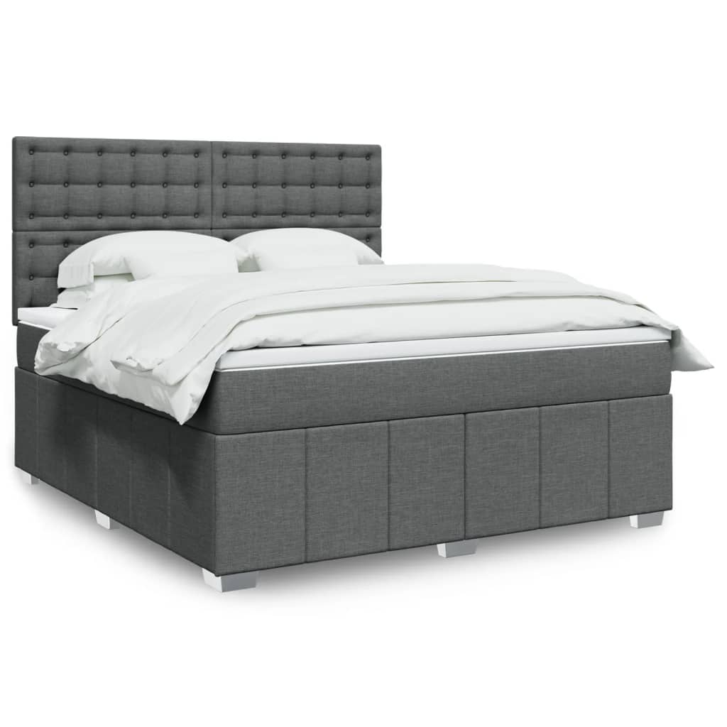 Vidaxl Kontinentalbett Mit Matratze, Dunkelgrauer Stoff 180X200 Cm
