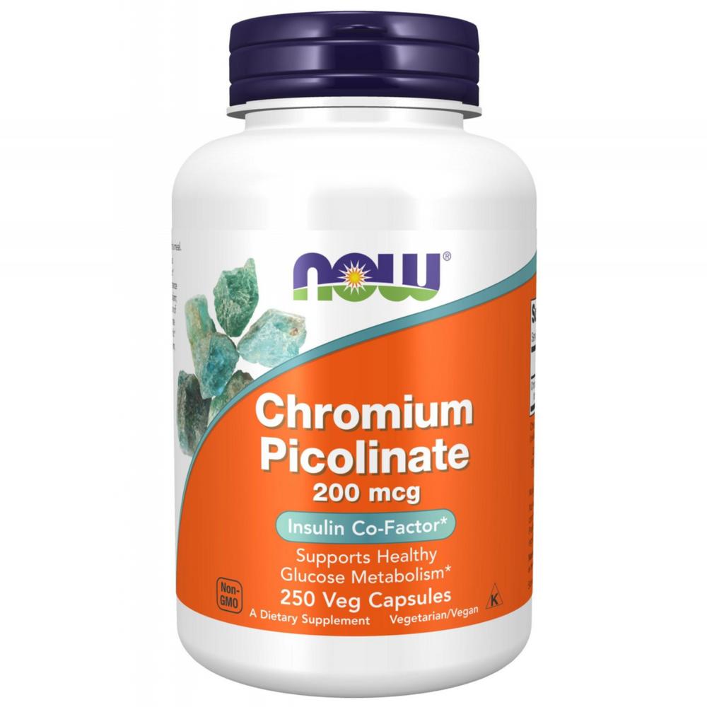 Now Foods Chromium Picolinate 200mcg Veggie Capsules Vegan 250 Tablets 1 pcs