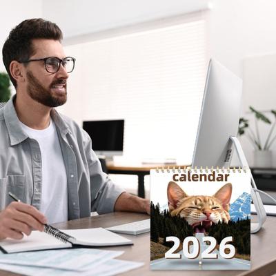 2026 Väggkalender 2026 Jan. Dec. 2026 12 Månaders Planerare med Roliga Kattbilder Spiralbunden Vägghängande Kalender för Kattälskare