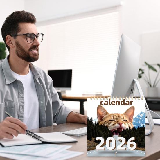 2026 Wall Calendar 2026 Jan. Dec. 2026 12 Monthly Planner with Funny Cat Images Spiral-Bound Wall Hanging Calendar for Cat Lovers