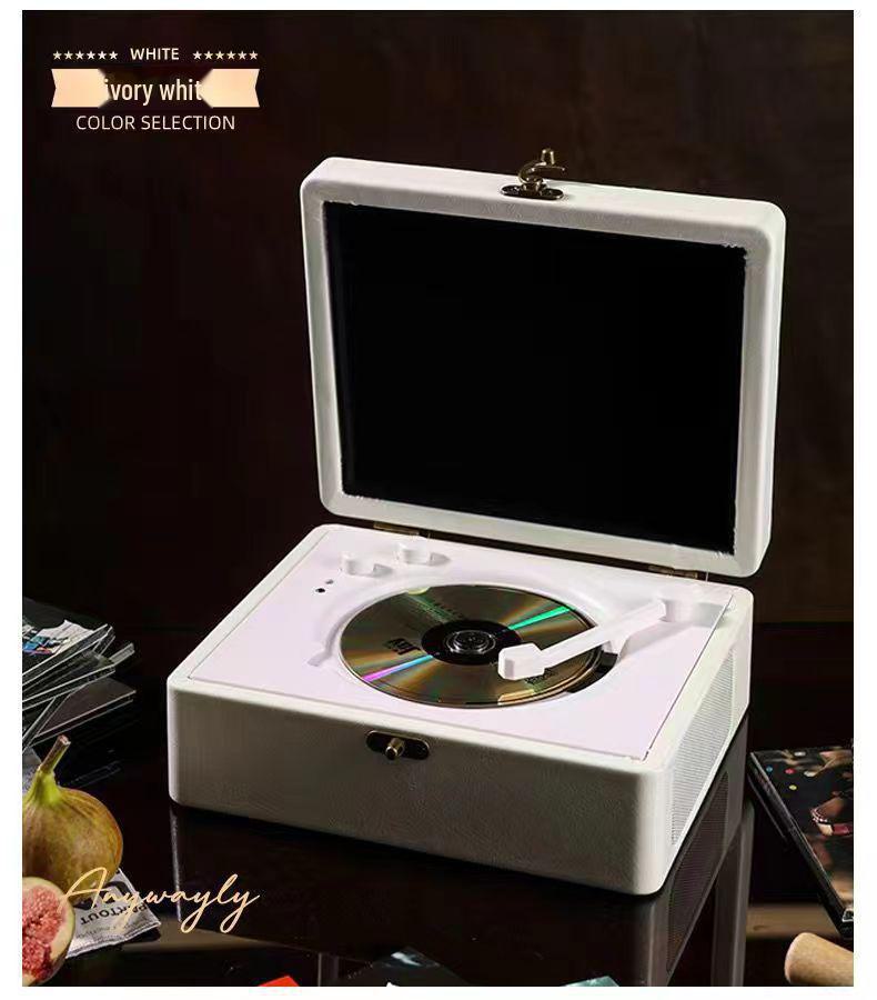 

Ретро-програвач компакт-дисків Bluetooth і стереодинамік - креативний подарунок білий