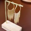 Real Gold Plated Round Chain Tassel Earrings - Light Luxury Vintage Versatile Hoop Jewelry for Women